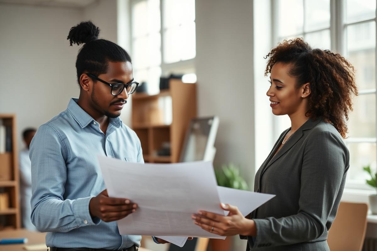 Two small business partners reviewing growth plans in their workshop